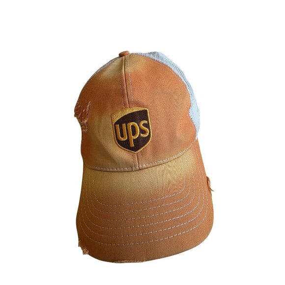 Vintage UPS Logo Trucker Hat With Mesh Back & Distressed Details - Picture 10 of 11